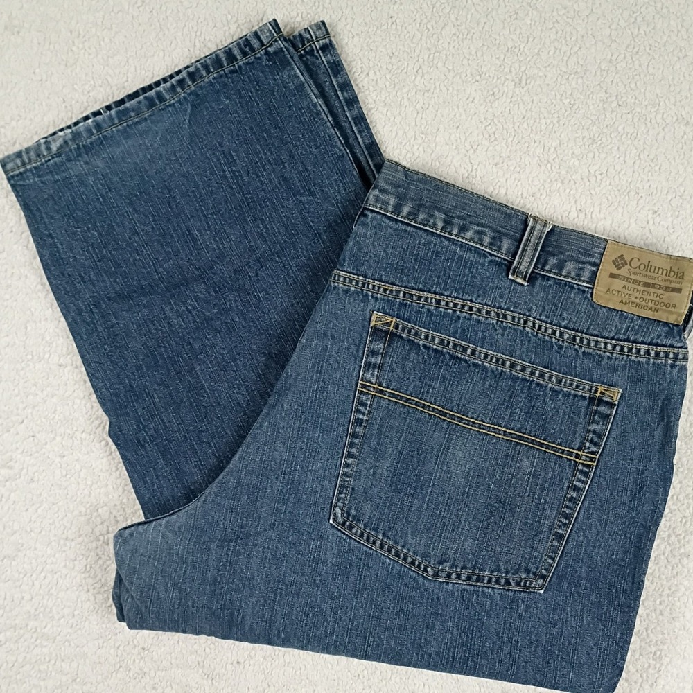 Vintage Columbia Jeans Mens 44X34 Blue Loose Wide Straight Big Tall Outdoor